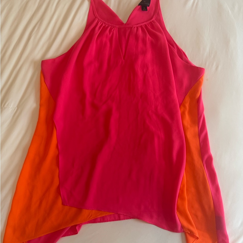 Bright Pink & Orange Colorblock Tank Top